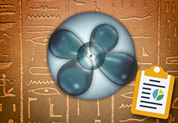 Illustration of a carbon 14 isotope