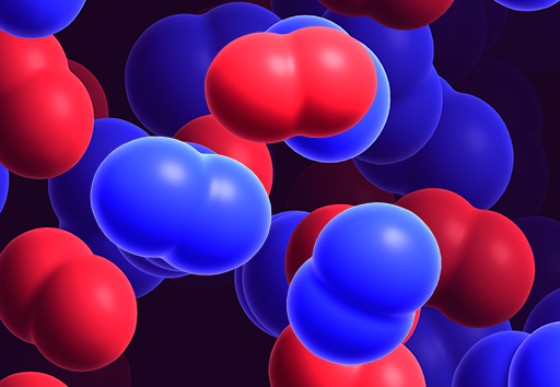 Illustration of atoms in gases