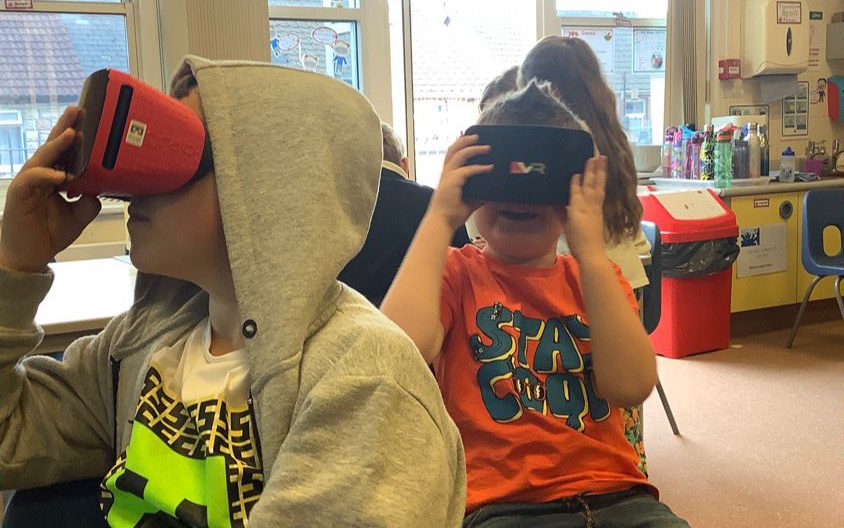 Children using augmented reality devices